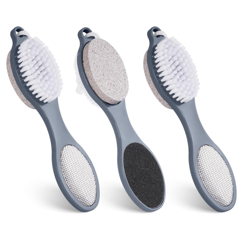 TaShow 3 Pcs 4 in 1 Foot Brush for Use in Shower with Pumice Stone  Foot Rasp and Sandpaper  Foot Scrubber Brush for Feet  Dead Skin Remover for Foot Care - Image 1